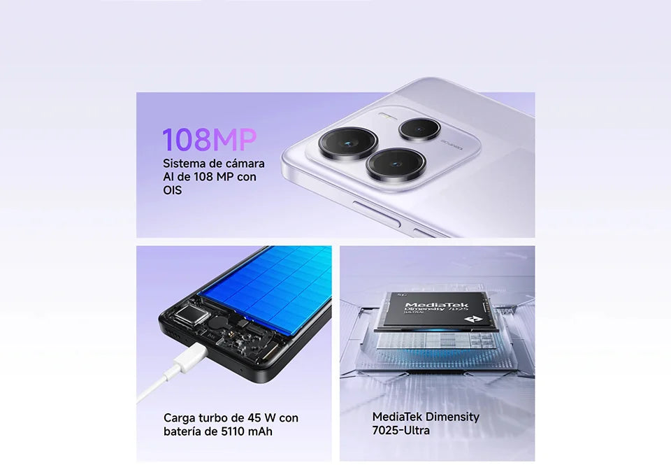 Global Version Xiaomi Redmi Note 14 5G Dimensity 7025-Ultra 6.67" 5110mAh 45W fast charging 108MP Camera With dual speakers NFC