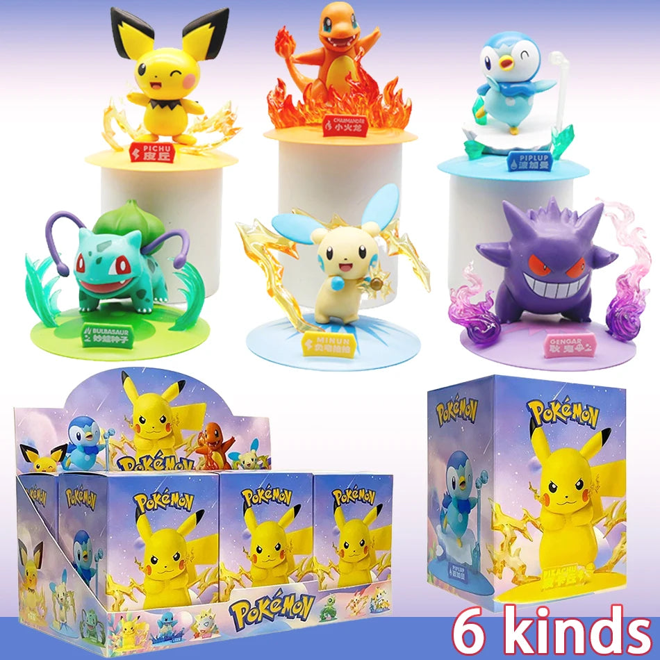 Pokemon Series Blind Box Pikachu Mewtwo Anime Figures Ornaments Dolls Gardevoir Sylveon Model Fans Desktop Car Christmas Gift Ürün ana görseli