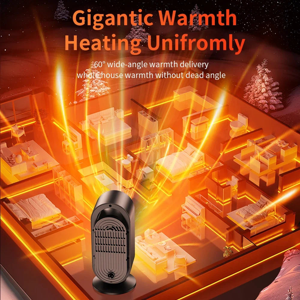 1000W Electric Heater Portable Mini Desktop Fan Heater Smart Hot Air Blower Home Bedroom Office Warmer Machine for Winter