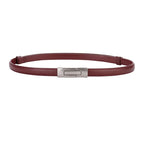 Adjustable Women’s Skinny Thin Belt, Classic Solid Color Genuine Leather Waistband for Trendy Coats and Dresses