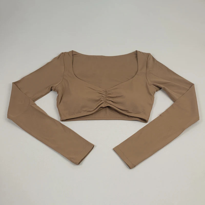 Quick Drying Breathable Short Yoga Sexy Clothes For Women Nude Feeling Fitness Tops Slim Fit Exercise Running Clothes