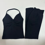 2 Pieces Set Yoga Leggings Set Women Backless Tank Tops High Waist Scrunch Gym Suit Fitness Clothes Outfit Yoga Set