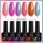 LILYCUTE 6PCS Gel Nail Polish Set Summer Neon Nail Gel Kits For DIY Nail Vernis Semi Permanent UV Lamp Gellak Nail Varnish Set