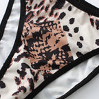 Letter Rhinestone Sports Leopard Sexy Lingerie Set Gathered Push Up Seamless Bra Set Fashion Traceless Thin Fitness Underwear