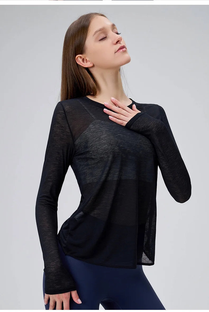 Yoga Suit Women's Long-sleeved Shirts Beautiful Back Sports Suit Tops Slim Loose Blouse Pilates Fitness Gym Suit Running Clothes