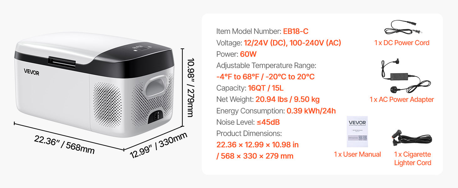 SucceBuy 15L 20L 22L Car Refrigerator Electric Cooler -4°F to 68°F Car Fridge with APP Control Cars Freezer for RVs Camping
