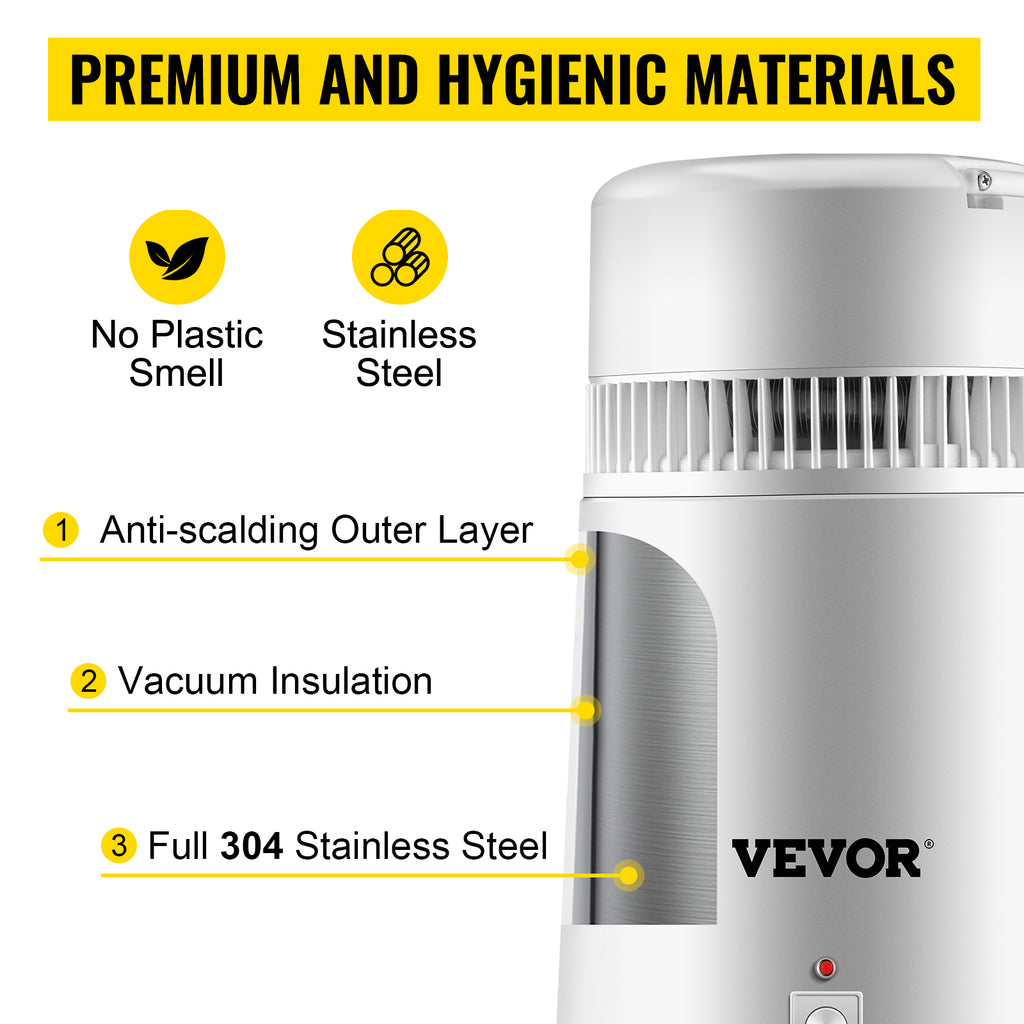 SucceBuy 4L Water Distiller Purifier Filter Dispenser Heating Drinking Bottle Softener 304 Stainless Steel Home Appliance